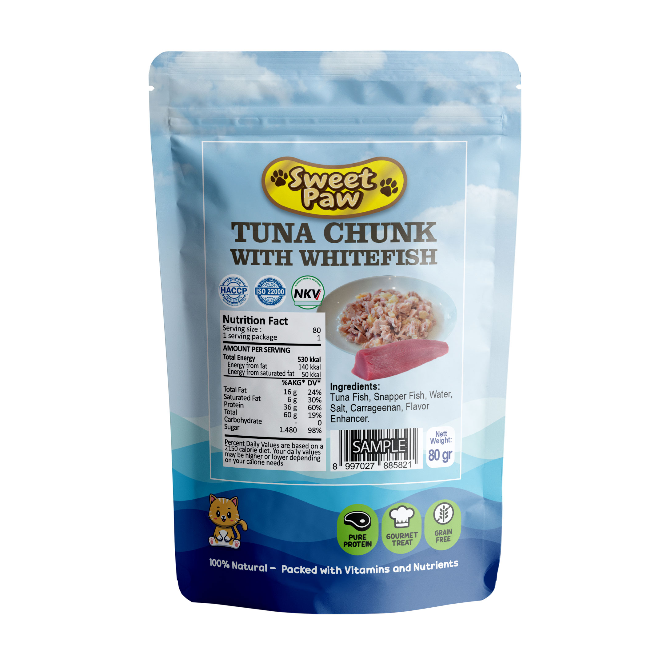 Tuna Chunk with Whitefish SweetPaw Pouch 80 gr